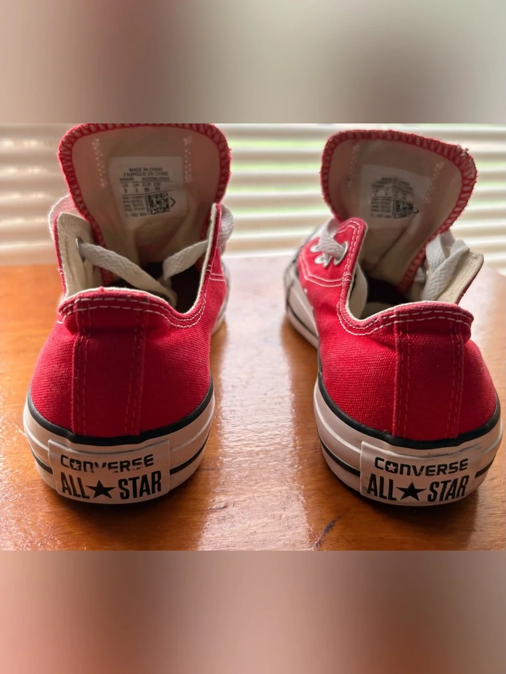 Converse Red Low-Top Canvas Sneakers with White Accents